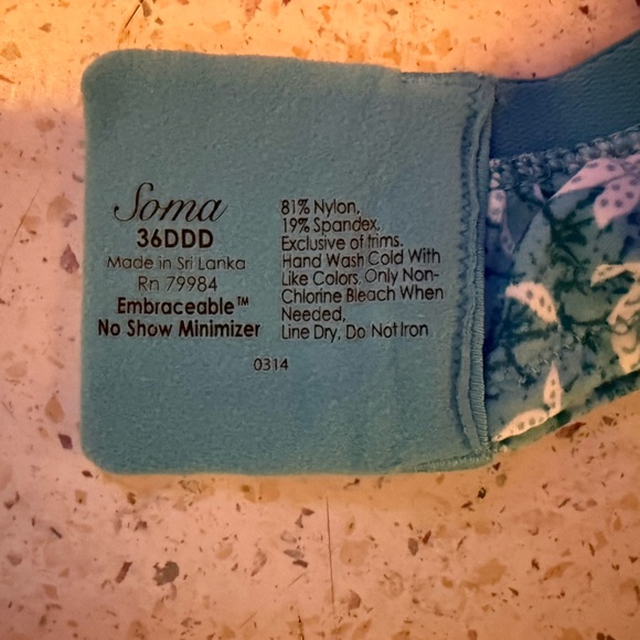 Discontinued Soma Stunning Support minimizer bra blue print 36DDD EUC - Picture 3 of 3